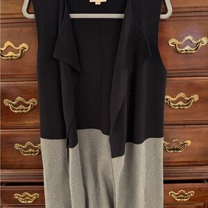 LOFT Black and Gray Cardigan Vest